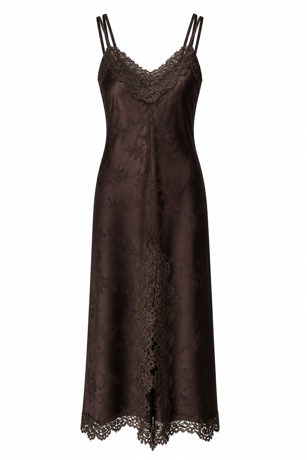 Strappy Satin Dress with Lace Embellishments O-H-5141-R16