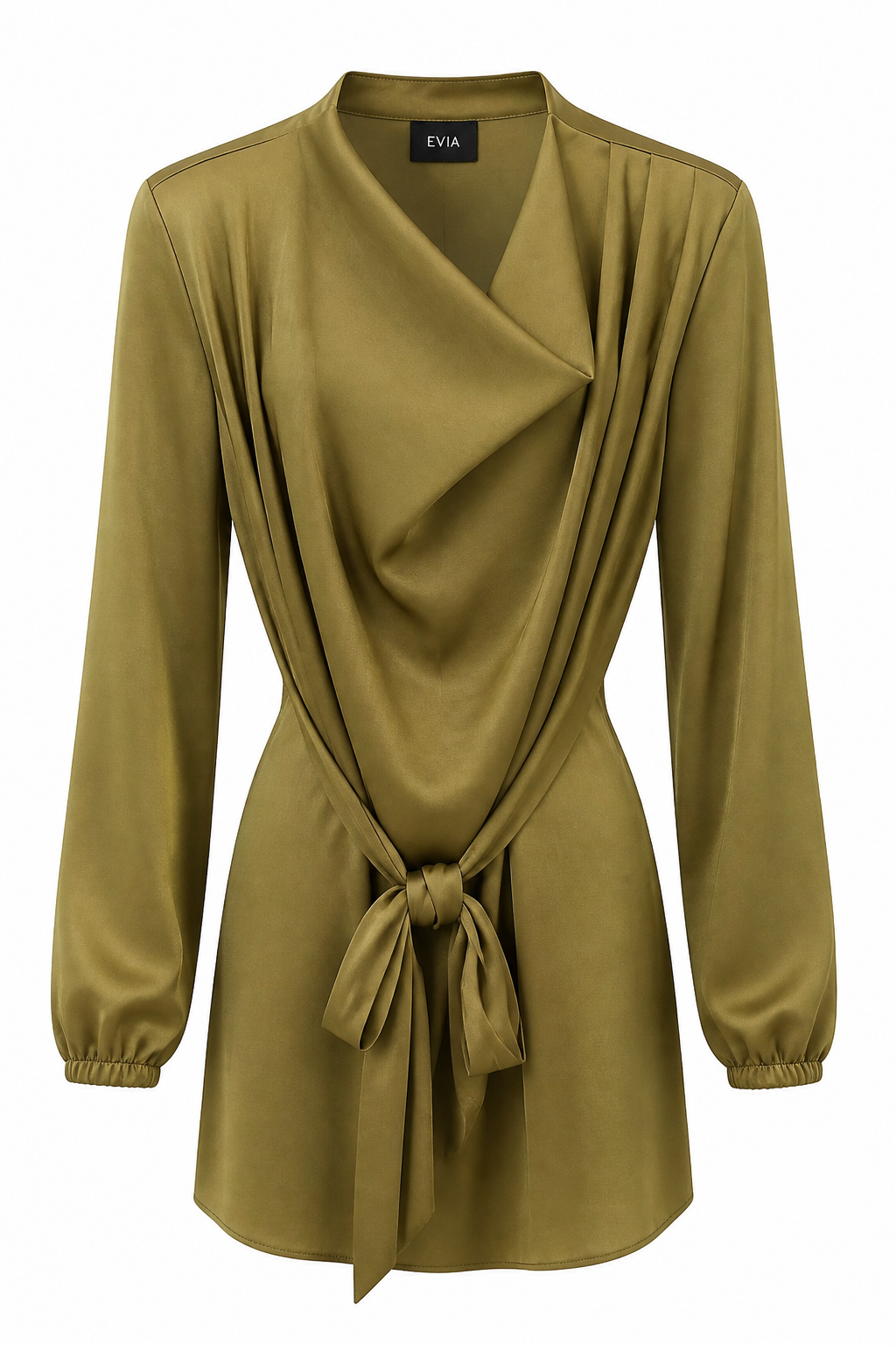 Cowl Neck Midi Satin Dress O-26352