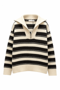 Knit Sweater Quarter Zip Top N-AM-1223