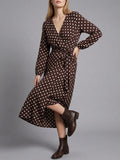 Brown Polka Dot Dress Q-17317
