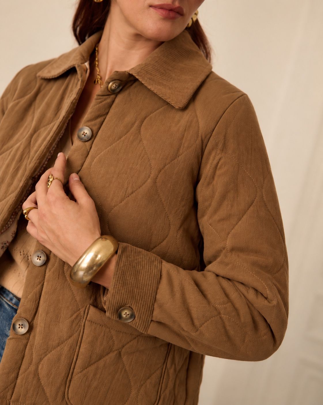 100% Cotton Quilted Jacket Q-T-179