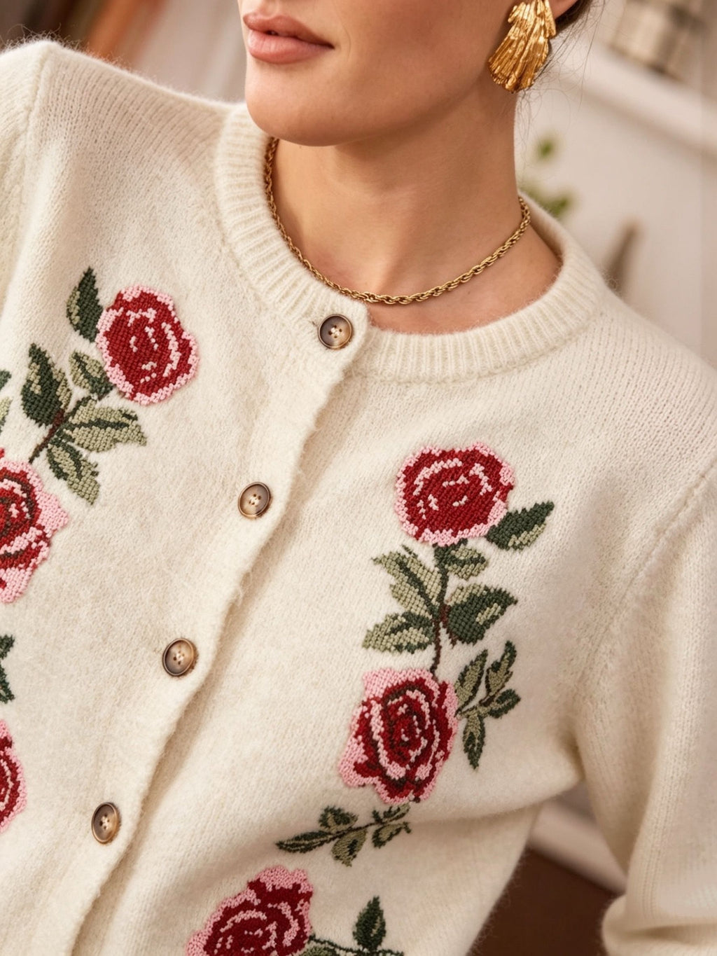 Embroidered Mohair Cardigan Q-AR-1153
