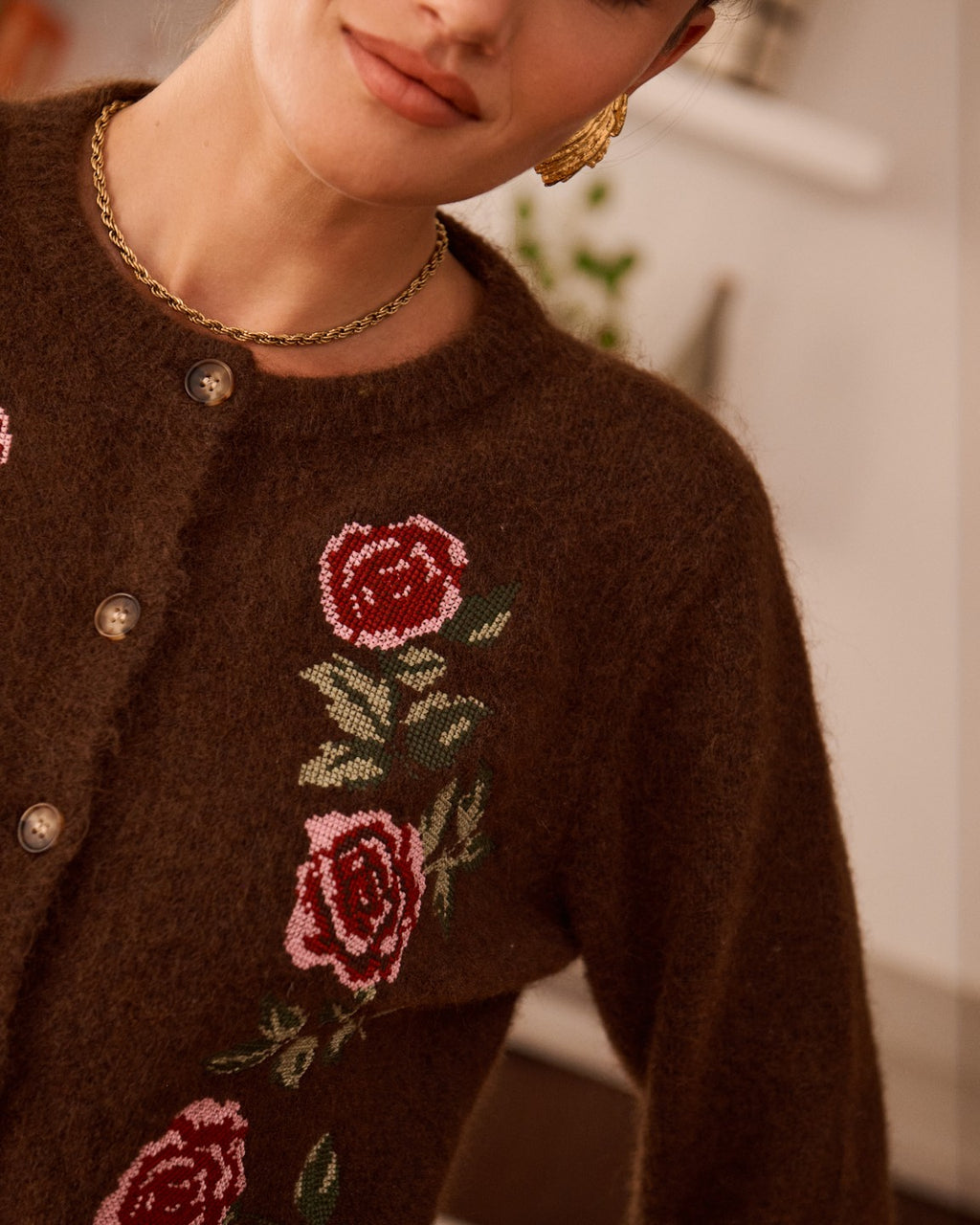 Embroidered Mohair Cardigan Q-AR-1153