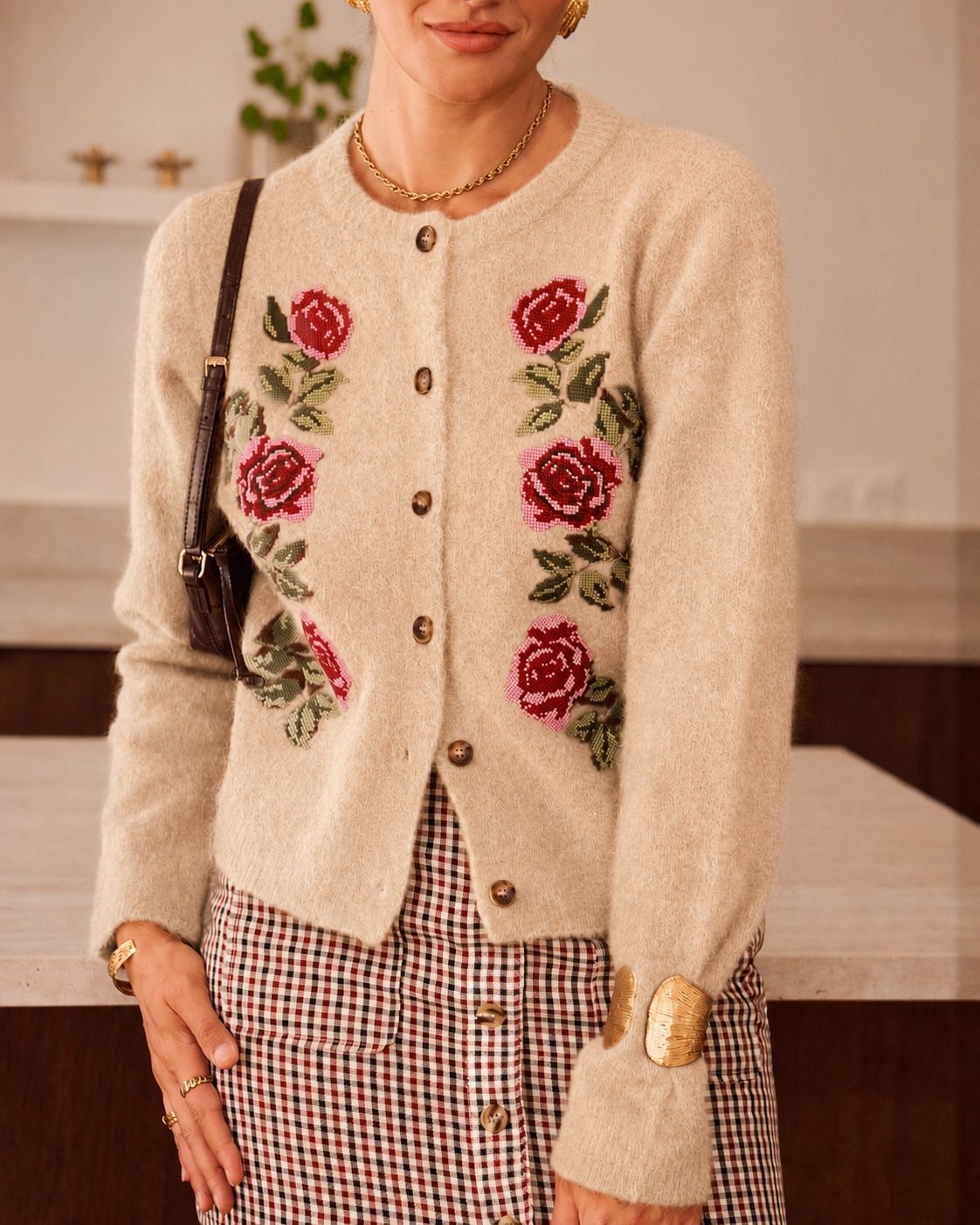 Embroidered Mohair Cardigan Q-AR-1153