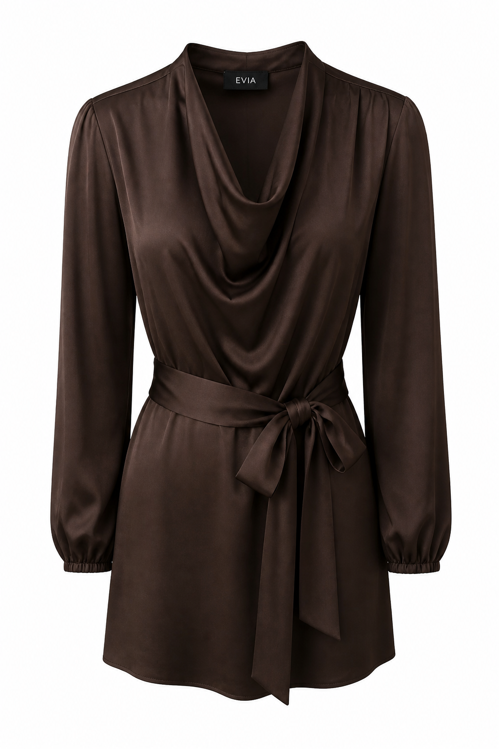 Cowl Neck Midi Satin Dress O-26352