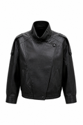 High Collar Faux Leather Jacket N-ORC-0052