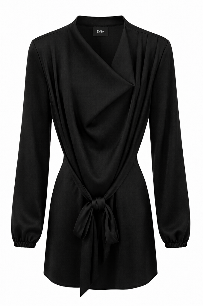 Cowl Neck Midi Satin Dress O-26352
